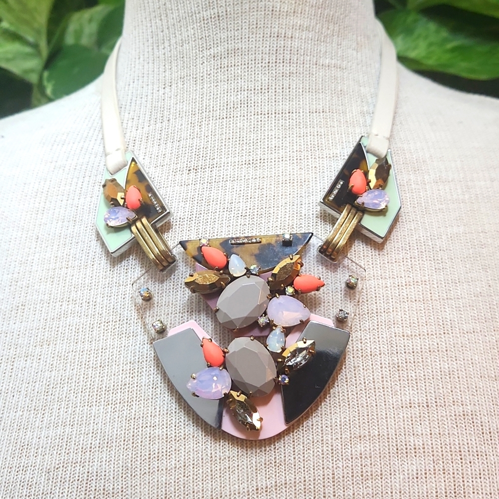 VTG J. Crew Techtonic Plates Statement Necklace